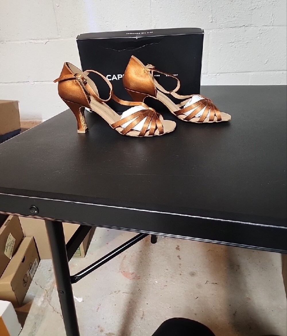 Capezio Metallic Bronze Sara Strappy Dance Heels - Picture 4 of 9
